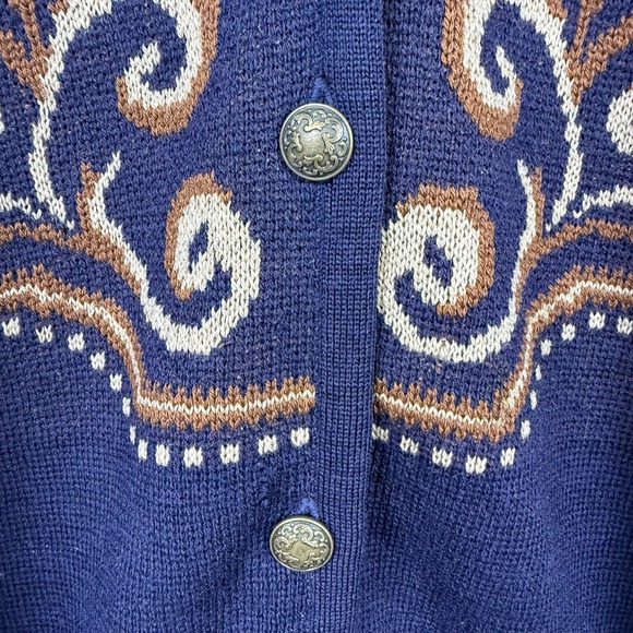 Vtg Pendleton Womens Cardigan sweater Blue Wool 2X Old Money Quiet Luxury - Picture 4 of 7